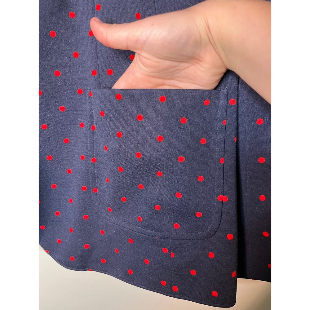Talbots Navy Red Polka Dot Ponte Knit Classic Office Career Blazer 16W - Picture 3 of 4